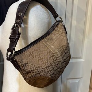 Coach Brown/beige hobo bag with leather and suede details